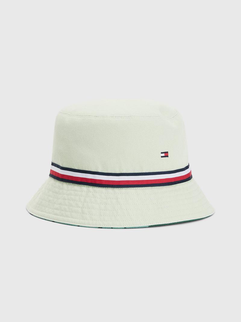 Férfi Tommy Hilfiger Palm Print Bucket HATS Zöld Színes | HU 1517OKI